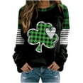 thumbnail image 1 of Besolor Chandail en Molleton pour Femmes St Patricks Day 2025 Col Rond Manches Longues Grande Taille Tops Pull Graphique Trèfle Blouse, 1 of 3