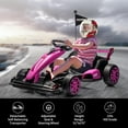 thumbnail image 2 of Lumiparty 24V Electric Drift Go Kart for Kids, Ride Car with Adjustable Seat & 7.5MPH Speed, EVA Silent Wheels, Parent-Safety Certified Ride-On Toy, Pink, 2 of 7