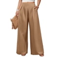 thumbnail image 2 of Women's Wrinkle-Free Pleated High Waisted Business Casual Wide Leg Dress Pants 2026 Brown S, 2 of 5