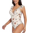 thumbnail image 3 of Yiaed Cute Squirrel Print Women's Ruffled One Piece Swimsuit V Neck Swimwear Slimming Monokini for Woman-Medium, 3 of 8