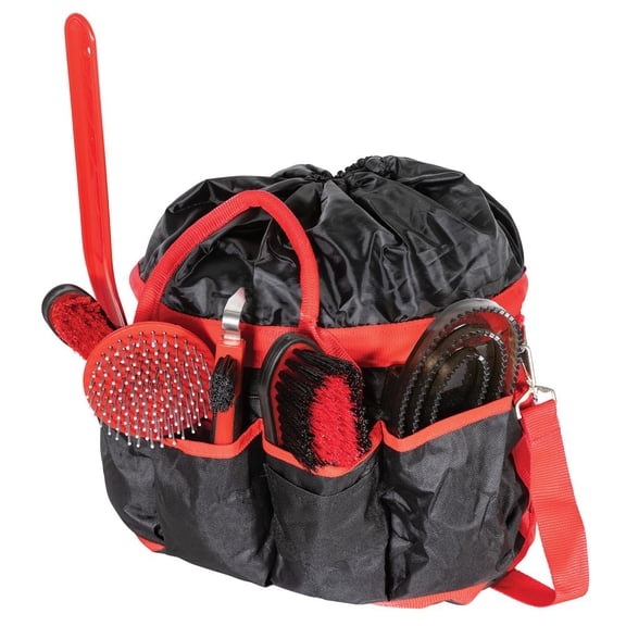 Schneiders Deluxe Horse Grooming Kit | Convenient Shoulder Strap | Color Red
