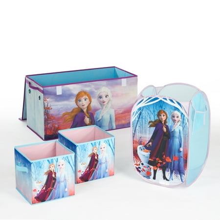 Disney Frozen 2 Kids Anna and Elsa Whole Room Solution Toy Storage Set - Walmart Exclusive (1 Trunk, 1 Hamper, 2 pack storage cubes)