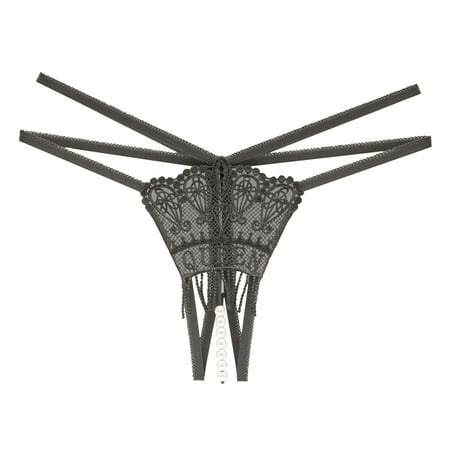 Yuhangmm Women s Panties Women Transparent Sexy Hot Open File Low Rise Lace Pearl Hollow Thong Variety Pack Panties for Women Boy Shorts