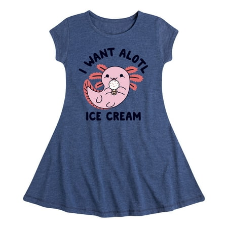 

Instant Message - I Want Alotl Ice Cream - Toddler And Youth Girls Fit And Flare Dress