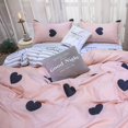 thumbnail image 3 of Housse de Couette Cœur Rose Ensemble de Literie 3 Pcs Microfibre Motif Amour & Rayures Housse de Couette Réversible avec Fermeture Éclair et 2 Taies d'Oreiller, 3 of 7