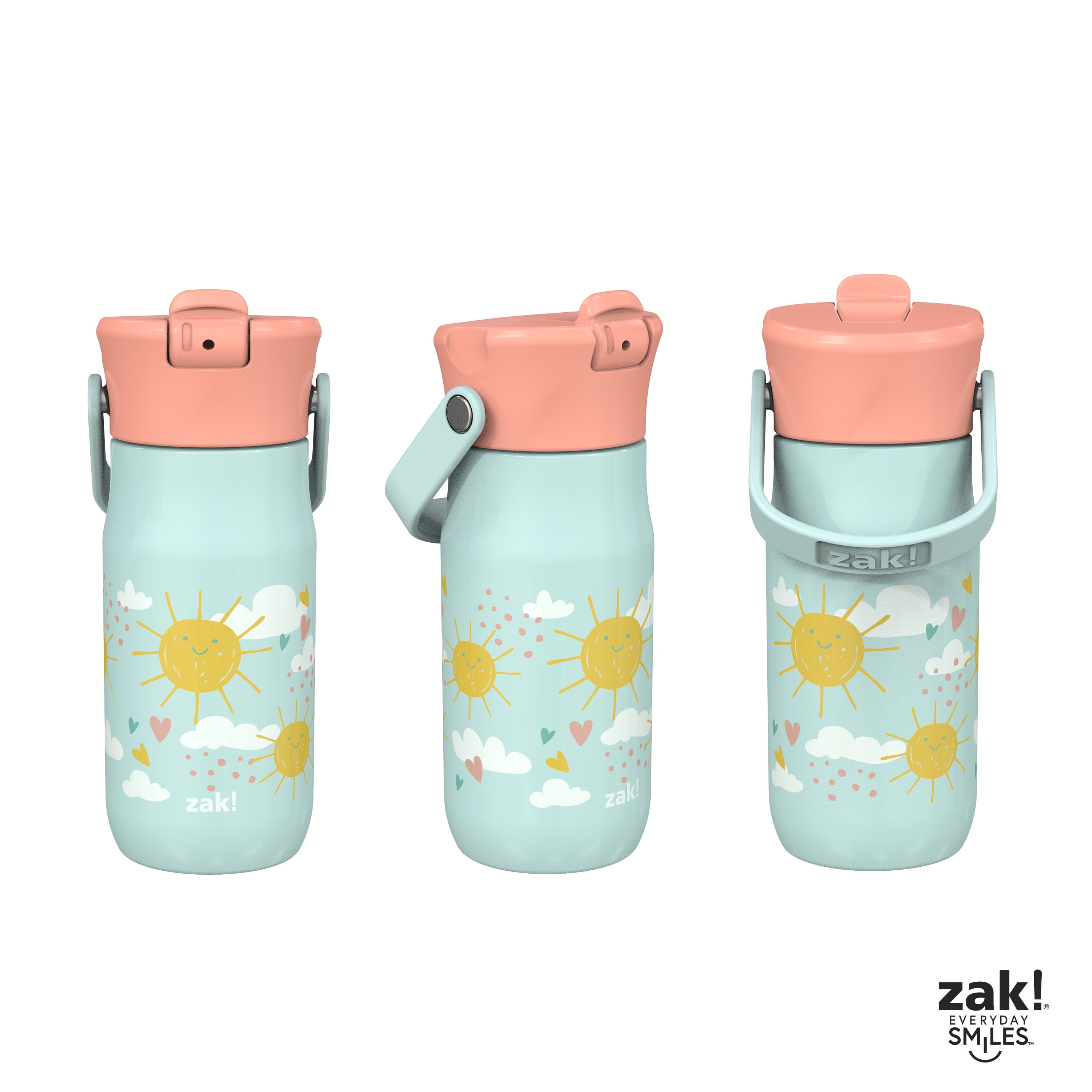 zak! Shells - Stainless Steel Vacuum Insulated Water Bottle - 14 oz -  Durable & Leak Proof - Flip-Up Straw Spout & Built-In Carrying Loop - BPA  Free