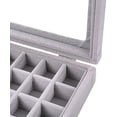 thumbnail image 1 of CARBONLIKE 24 Sección Terciopelo Cristal Joyería Anillo Exhibidor Organizador Caja Bandeja Titular Pendientes, 1 of 2