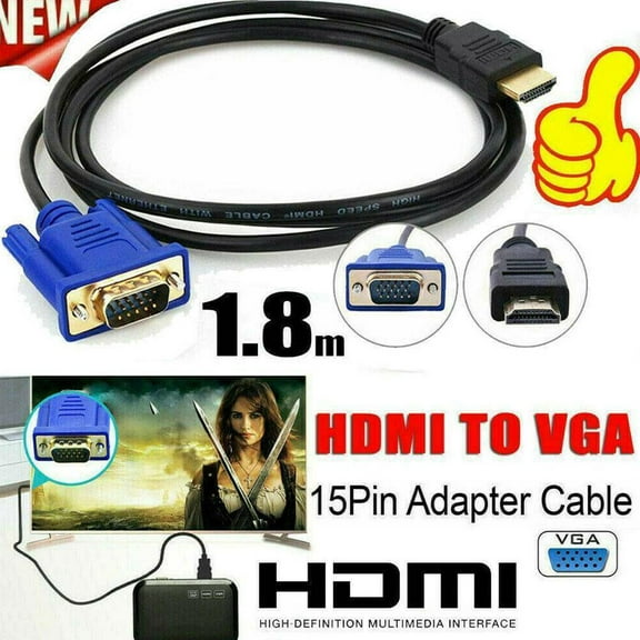 VIVIDCRAFT Black Hdmi To Vgahdmi To Vga Hdmi With Audio Power Supply Adapter Cable Hd Cable 1080p Hdmi To Vga Cable