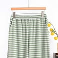 thumbnail image 4 of Sunvit-Panties Pajamas Womens Green Striped Plus Size Sleep Pants - Soft Nylon Spandex Wide Leg, Elastic Waist with Pockets, Skin-Friendly, XL to XXXXL for Womens Lounging,Size 3XL, 4 of 5