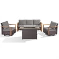 thumbnail image 3 of POCASSY Patio Furniture Set with Fire Pit, 4-Piece Wicker Outdoor Conversation Set with Swivel Glider Patio Chairs and 43" Propane Firepit Table, Luxury Outdoor Patio Fire Pit Set for Porch, Deck, 3 of 13