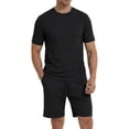 thumbnail image 2 of LANBAOSI Mens Pajama Set Summer Ribbed Knit Lounge Short Set 2-Piece Breathable Soft Sleepwear Set Size M, 2 of 8