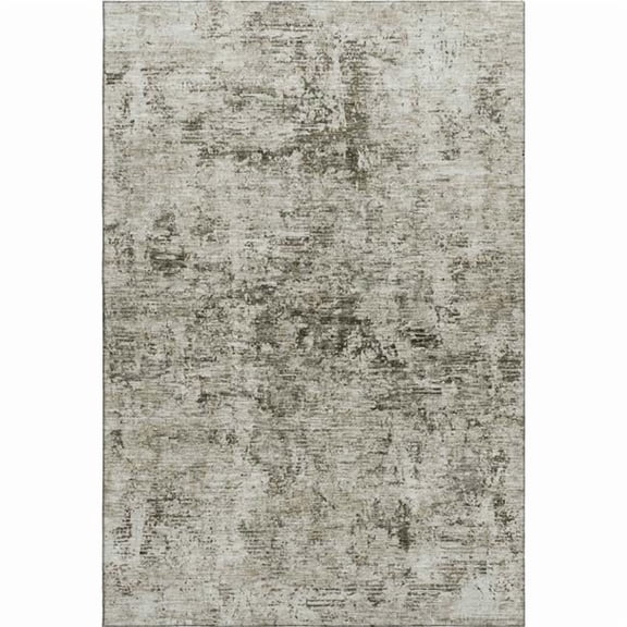 HomeRoots 675641 9 x 12 ft. Beige & Taupe Abstract Transitional Washable Machine Made Rectangle Area Rug with UV Protection