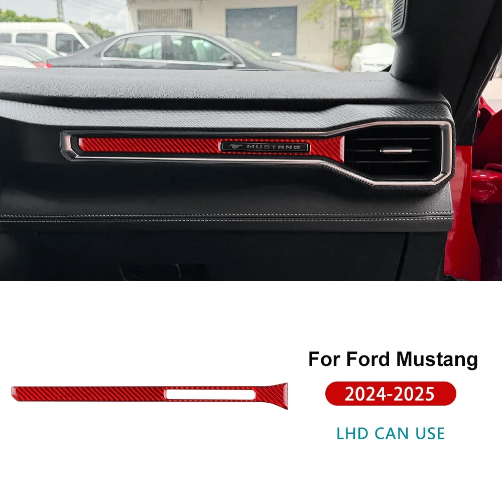 Real Soft Carbon Fiber For Ford Mustang GT 2024 2025 2026 LHD RHD Car Center Console AC Outlet Sticker Interior Trim Accessories.