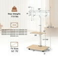 thumbnail image 3 of Gymax Meuble Télé Roulant sur Roulettes avec Support Inclinable à 30 Degrés, Tablette Réglable et Gestion des Câbles, Naturel et Blanc, 3 of 10