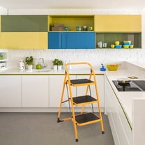 Zimtown Portable 3 Step Ladder, Folding Stool Stool, 330 lb. Capacity, Iron