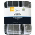 thumbnail image 3 of Mainstays Super Soft Gray Plaid Polyester Plush Blanket, Full/Queen 90"X90", Suitable for Adult, 3 of 6