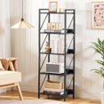 thumbnail image 2 of Bookshelf, 5-Tier Industrial Bookcase, Book Shelf Storage Organizer, Tall Bookshelf with Metal Frame for Living Room, Bedroom, Home Office, Kitchen, Black, 2 of 17