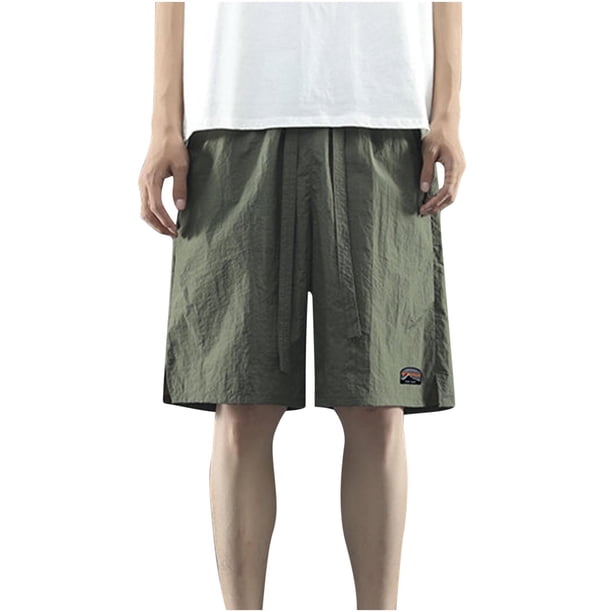 Pantalones Cortos Casuales de Seda de Hielo Capris de Verano Seco Rápido con Cordón de Cintura para Deportes Y Playa