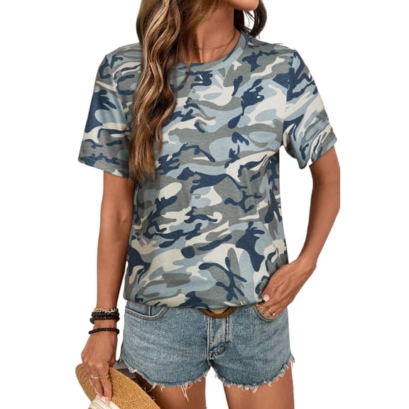 Men's Green Camouflage Print Crew Neck T-Shirt – Casual Summer Essential for Daily Wear [ZhiHiMeRi] | XL