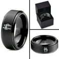 thumbnail image 4 of Tungsten Yin Yang Couple Child Band Ring 8mm Men Women Comfort Fit Black Step Bevel Edge Brushed Polished, 4 of 4