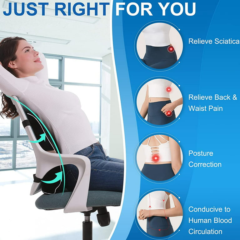6W5MYRD SUPA MODERN Lumbar Support Pillow for Office Chair, Memory Foam Back  Cushion for Lower Back Pain Relief, Car Seat Back