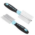 thumbnail image 4 of Double Sided Pet Comb Round Wide Dense Teeth Stainless Steel Cat Grooming Comb for Dogs CatsBlue, 4 of 4
