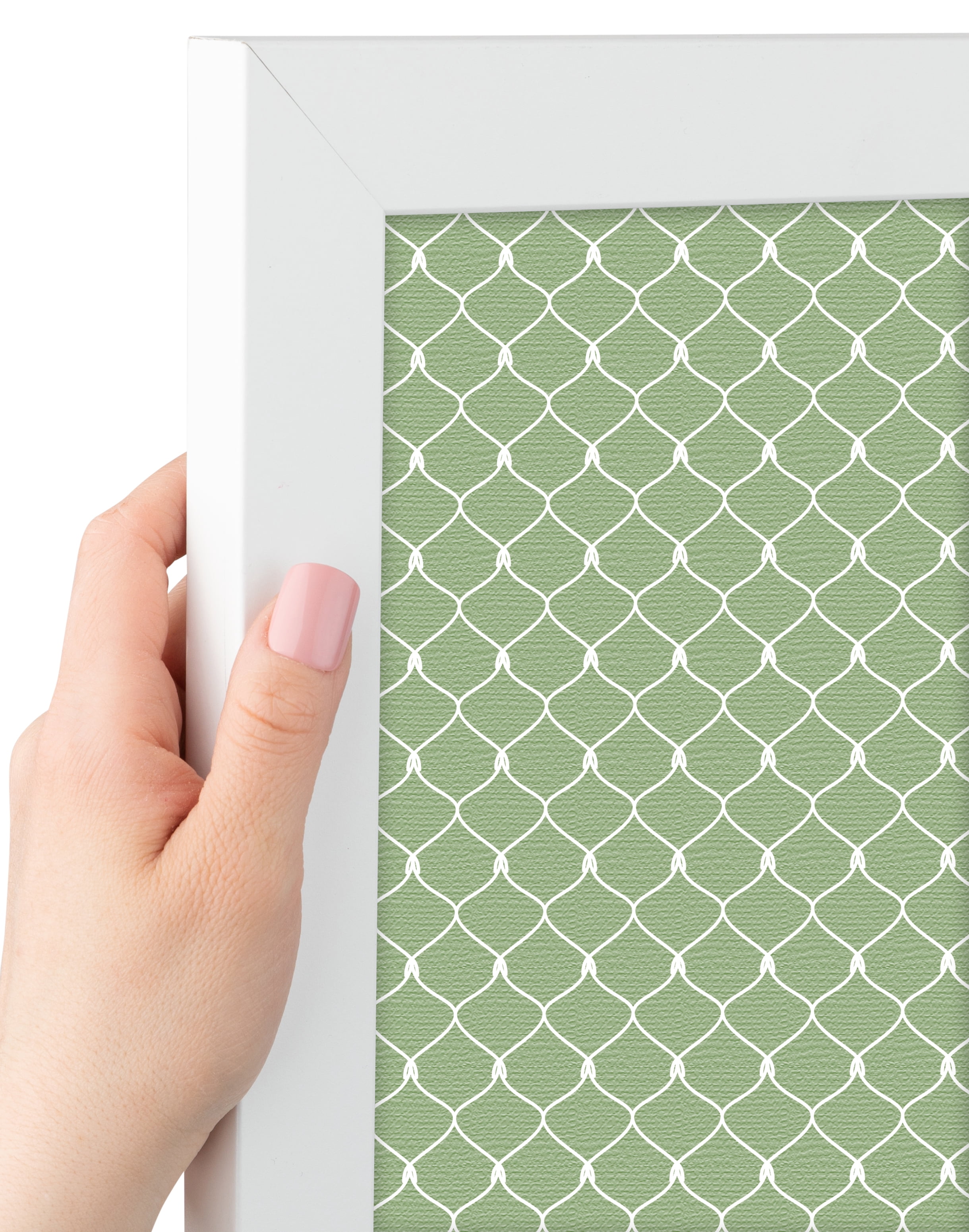 PinPix 17x14 Custom Cork Bulletin Board Green Chain Poster Board Has a Fabric Style Canvas Finish, Framed in Green Chain, by ArtToFrames (PinPix-572)
