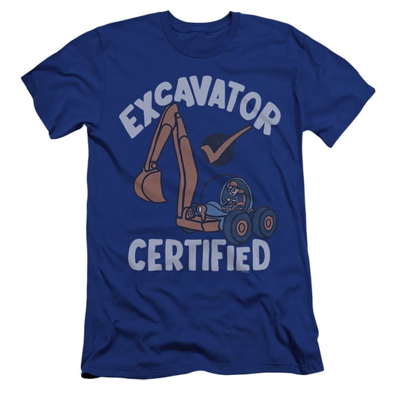 Blippi Excavator Certified Unisex Adult Canvas Brand T Shirt, Royal, 2X-Large