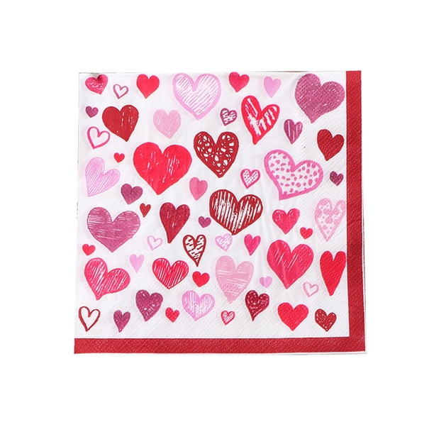 Decoraciones de la Fiesta de Cumpleaños Día de San Valentín Servilletas Impresas Desechables 16.5x16.5cm Toallas de Cara de Papel Multicolor Decoraciones de la Fiesta Del Té