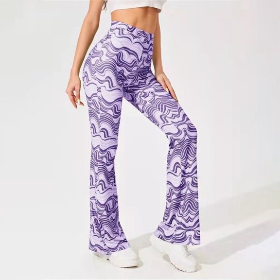 Women's Bootcut Yoga Pants Workout Flare Yoga Leggings Sunflower Print Wide Leg Pants Lounge Bell Bottom Dress Pants