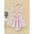thumbnail image 4 of Arvbitana Baby Girl Easter Outfits Cartoon Rabbit Print Ruffle Hem Fly Sleeve Romper / Dress Summer Cute Jumpsuit Clothes for Infant 0-24M, 4 of 8