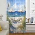 thumbnail image 6 of Coastal Nautical Wave Sheer Curtains 45 Inches Long, Ocean Oil Painting Beach Plant Light Filering Curtains, Breathable Simi Curtain Privacy Drapes for Kitchen Bathroom Small Window Treatment, 6 of 9