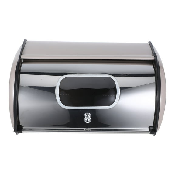WORGEOUS Metal Bread Box Home Kitchen Countertop Stainless Steel Container Bread Storage Box with Window Bread Holder for Countertop
