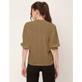 thumbnail image 4 of Moomaya Solid Puff Sleeve Tops, Band Collar, Semi-Formal Tops For Women, 4 of 9