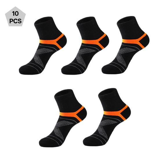 TELOLY Men's Mid Length Sports Socks Basketball Socks Low Cut Anti Slip Sweat Absorbing Breathable Thickened Running Socks 5 Pairs