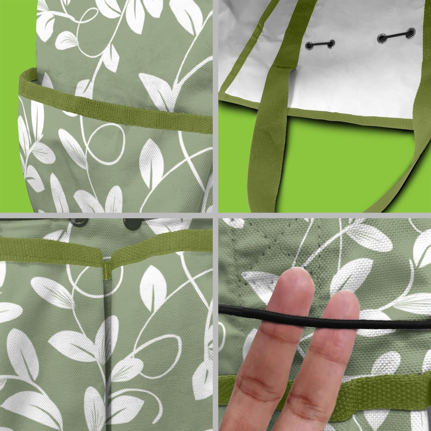 Bright Flowers Garden Tools Bag, Water-proof Oxford Garden Tote Home Organizer Gardening Tool Bag Kit Holder with 8 Pockets for Indoor and Outdoor Gardening(Tools Not Included)