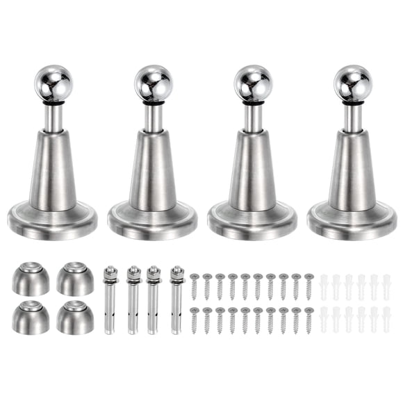 Uxcell 4Pcs Magnetic Door Stopper, 304 Stainless Steel Silent Floor Door Stop, Silver