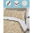 thumbnail image 3 of Full Size Quilt Bedding Set, Botanical Rose Bud Reversible Summer Quilt 3 Pieces, Vintage Tan Brown Floral Leaves Farmhouse Lightweight Bedspreads Coverlets with 2 Pillow Shams for All Seasons, 3 of 5