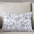 thumbnail image 3 of Haze Blue Flower Throw Pillow Cover 20 x 36 Inch Decorative Pillow Cover Vintage Farmhouse Boho Leaf Plant Lumbar Pillowcase Seasonal Rectangle Cushion Case for Couch Sofa Bed Living Room, 3 of 7