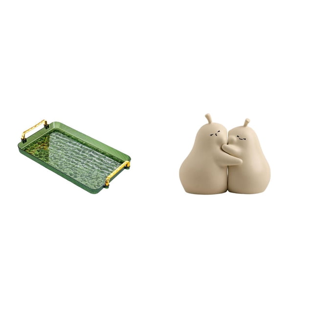 Bandeja para servir,Bandeja rectangular para servir en la cocina con asa,sujetalibros decorativos,Sujetalibros decorativos para oficina y hogar,libros
