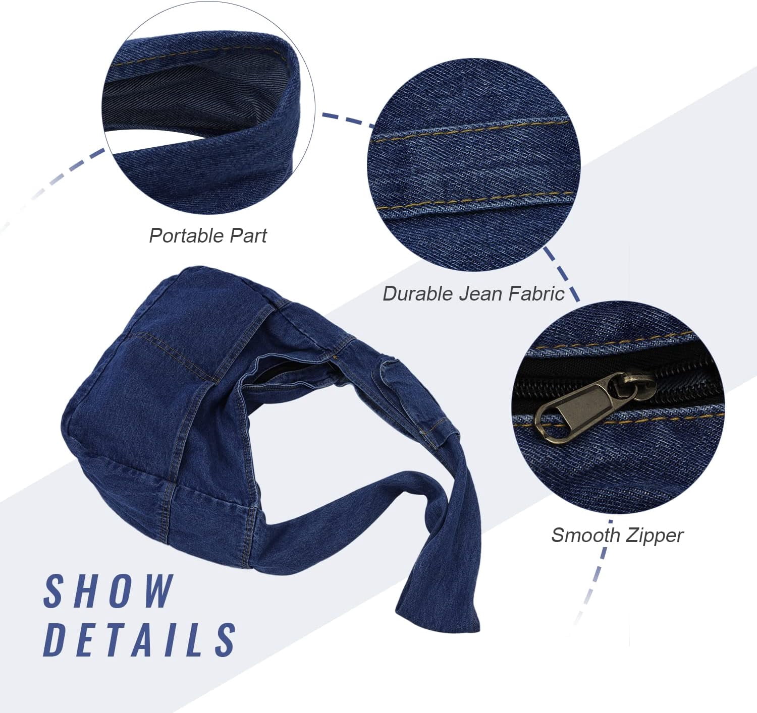 Denim Hobo Bags for Women Retro Jean Shoulder Bag Casual Jean Tote Handbags Vintage Satchel Bags