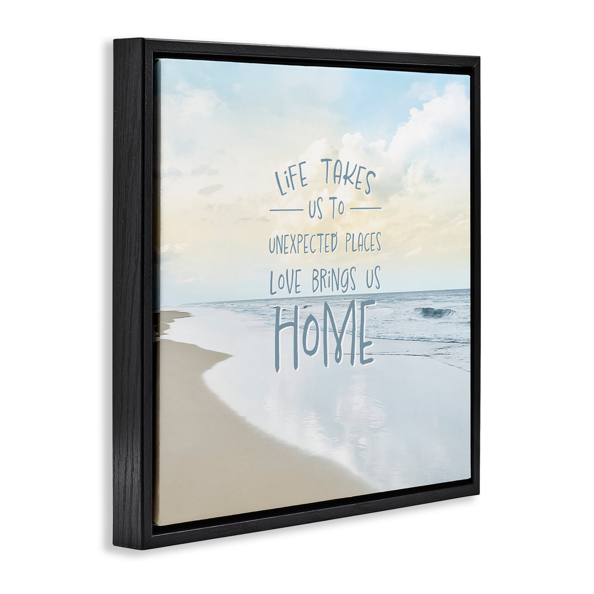 Stupell Industries Love Brings Us Home Inspiration Black Framed Floater Canvas Wall Art, design by Natalie Carpentieri