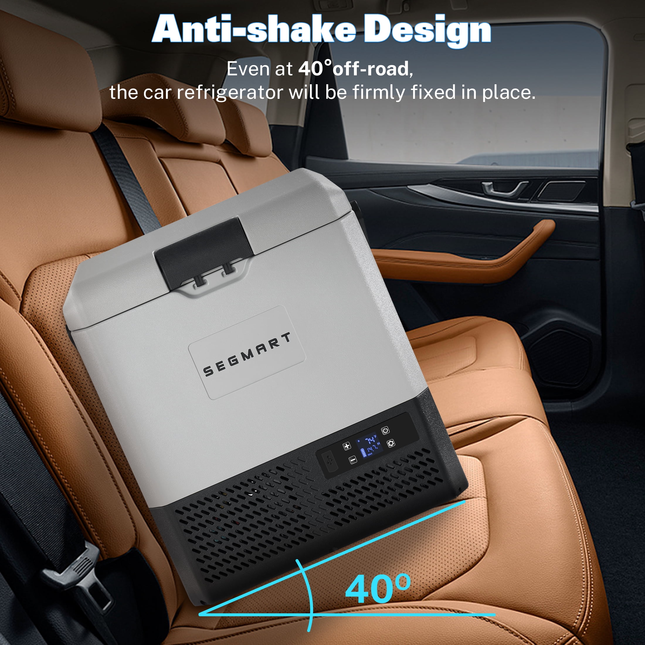 12 Volt Car Refrigerator, 14QT(13.5L) Compressor Electric Cooler -4℉ ~ 68℉ with Handle, Portable Freezer with APP Control, Car Fridge with 12/24V DC, 220 AC for Camping, Travel, Truck, Home