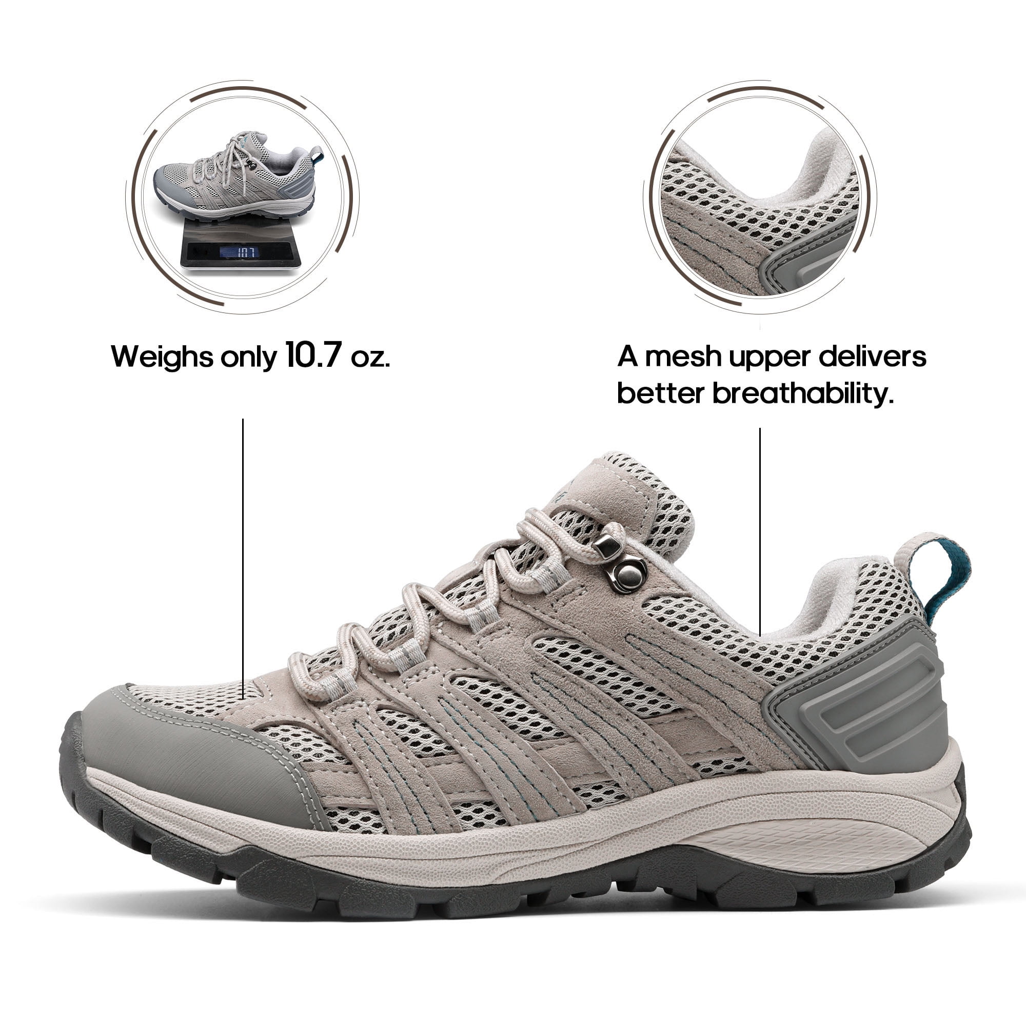 NORTIV 8 Women’s Lightweight Hiking Shoes Breathable Mesh Walking Sneakers for Outdoor Work