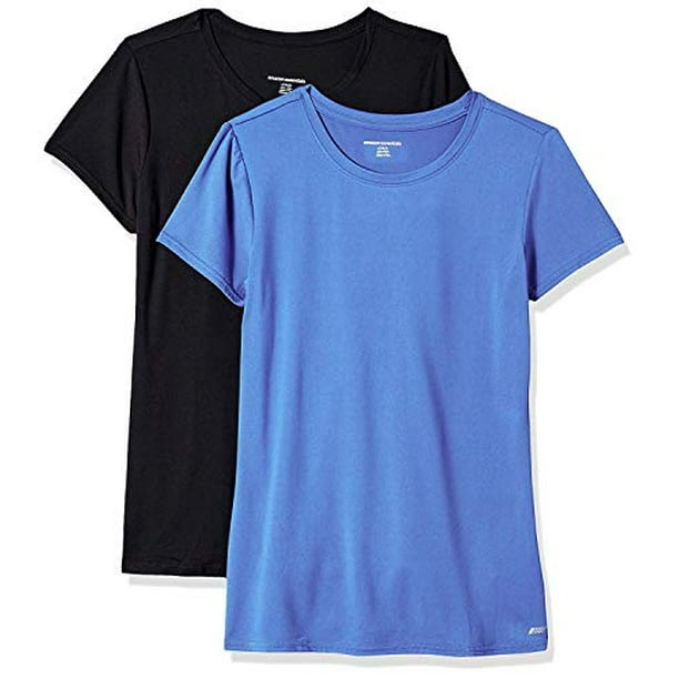 Women's Tech Stretch Short-Sleeve Crewneck T-Shirt, Pack of 2, Bright  Blue/Black, Medium - Walmart.com