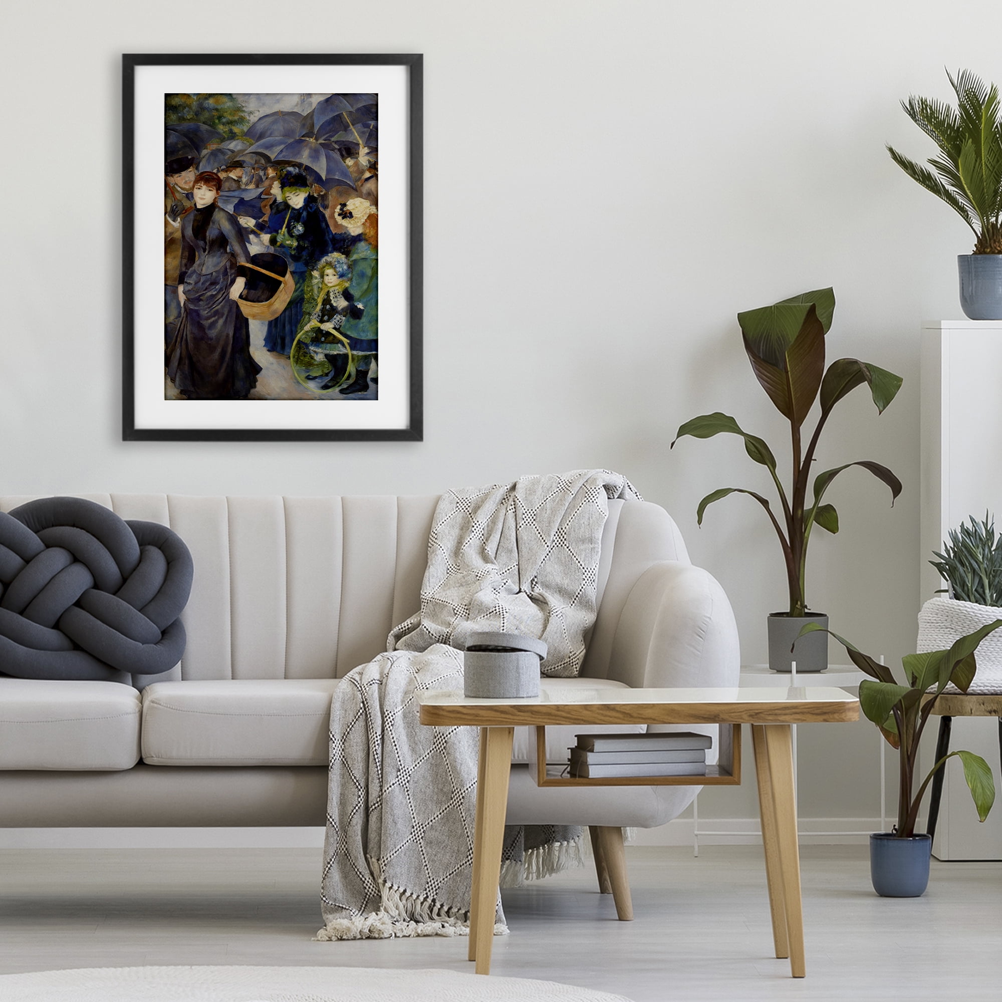 The Umbrellas Renoir Black Framed Print Under Glass, design by Masters Collection