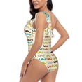 thumbnail image 4 of Haiem Colorful Mustache Women's One Piece Swimsuits Tummy Control One Shoulder Bathing Suits Ruffle Swimwear-Large, 4 of 8