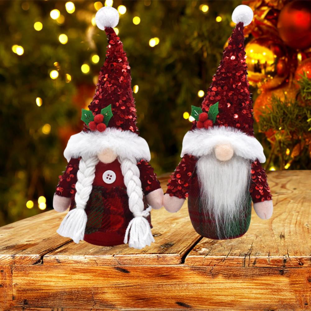 Lingouzi Christmas Gnomes, Faceless Doll with Red and Black Sequin Hat  Vintage Christmas Ornaments 2022, Indoor Gnome Christmas Decorations for  Home