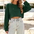 thumbnail image 3 of cocolona Womens Cropped Sweatshirts Crew Neck Long Sleeve Pullover Tops Loose Casual Solid Color Thin Sweatshirts, 3 of 5