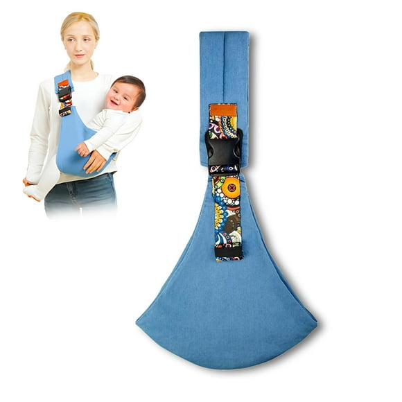 Portabebés tipo fular Marrlly con asiento para cadera ajustable 5-14 kg azul